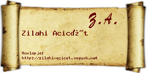 Zilahi Acicét névjegykártya